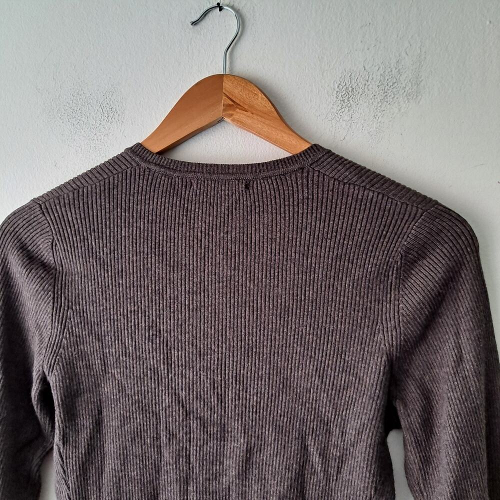 Quince Fitted Ribbed Cardigan Cotton Cashmere Mocha Heather Brown Womens Size S - Picture 7 of 11